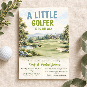 A Little Golfer Watercolor Baby Shower Invitation
