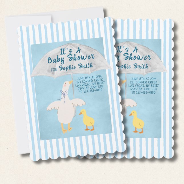 A Little Goose Is On The Way Baby Shower Scalloped Invitation (Creator Uploaded)