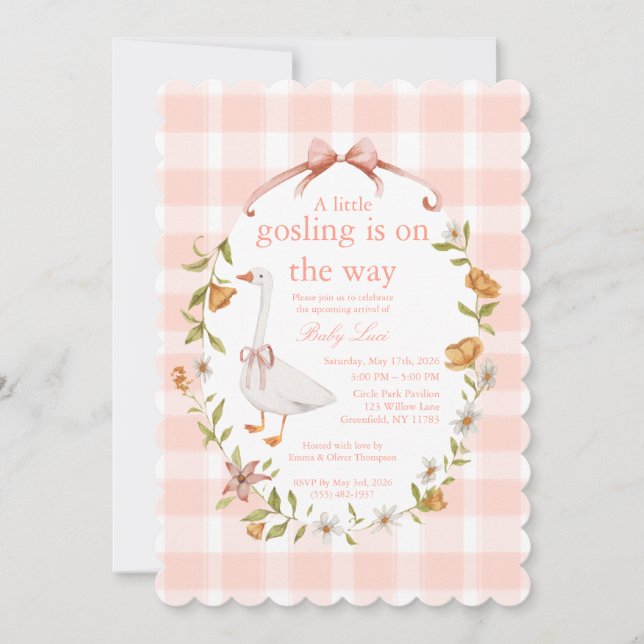 A little gosling is on the way invitation (Front)