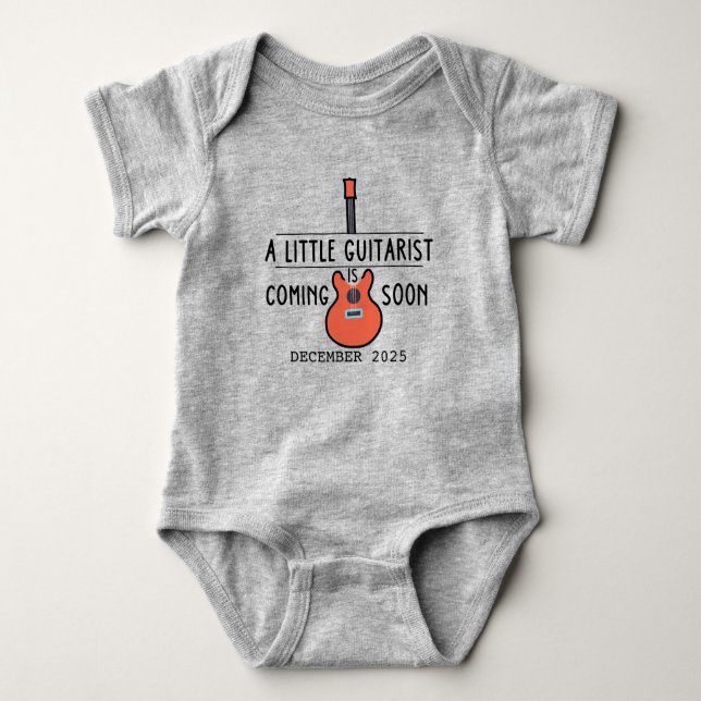 A Little Guitarist is Coming Soon Cute Rocker Baby Bodysuit (Front)