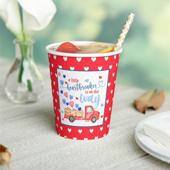 A Little Heartbreaker Baby Shower Paper Cups (Insitu)