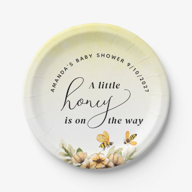  A little honey bee Baby Shower Paper Plate (Front)