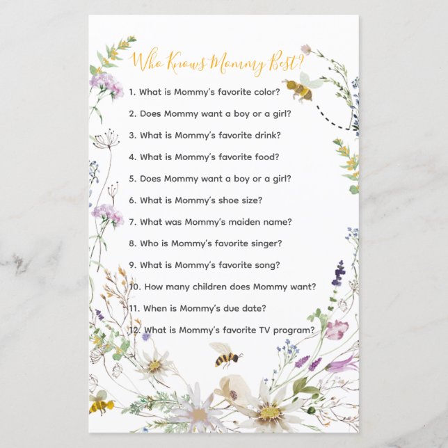 A Little Honey Bee Baby Shower Who Know Mummy Best (Front)