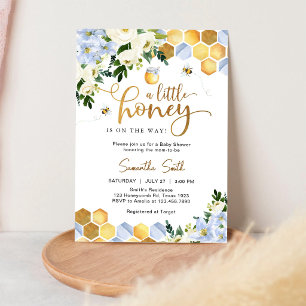 A Little Honey Bee Floral Baby Shower Invitation