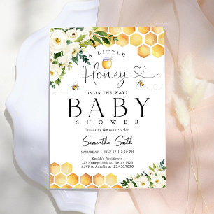 A Little Honey Bee Floral Baby Shower Invitation