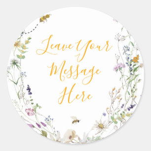 A Little Honey Bee Floral Baby Shower Your Message Classic Round Sticker