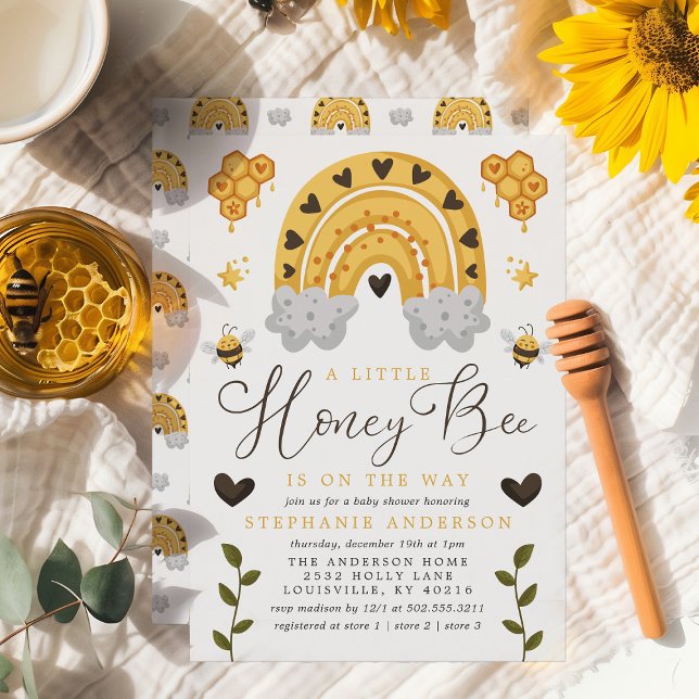 A Little Honey Bee Is On The Way Cute Baby Shower Invitation (Creator Uploaded)