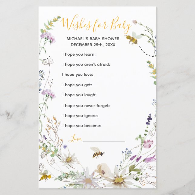 A Little Honey Bee Wildflower Wishes for Baby (Front)