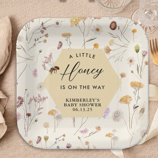 A little Honey Gender Neutral Baby Bee Baby Shower Paper Plate (Creator Uploaded)