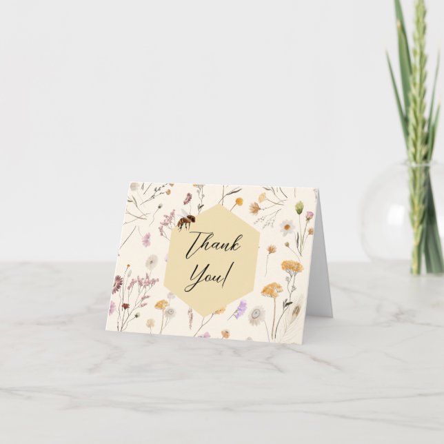 A little Honey Gender Neutral Baby Bee Baby Shower Thank You Card (Front)