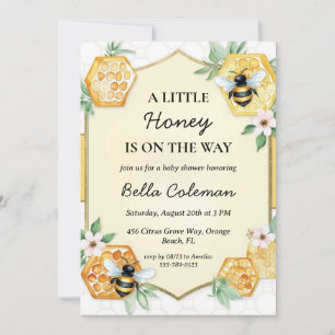 a little honey is on the way baby shower invitation