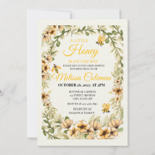 A Little Honey Is On The Way Baby Shower   Invitation