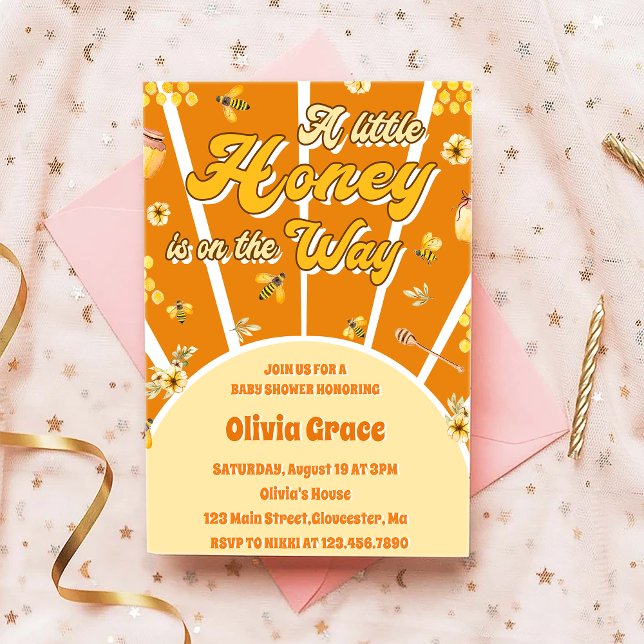 A Little Honey Is On The Way Baby Shower Invitation (Creator Uploaded)