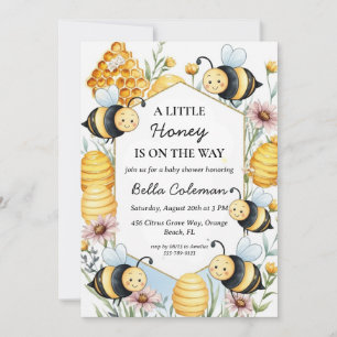 a little honey is on the way baby shower invitation