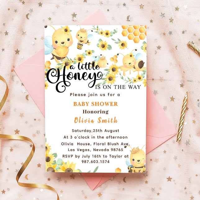 A Little Honey is On The Way Bee Baby Shower Invitation (Creator Uploaded)