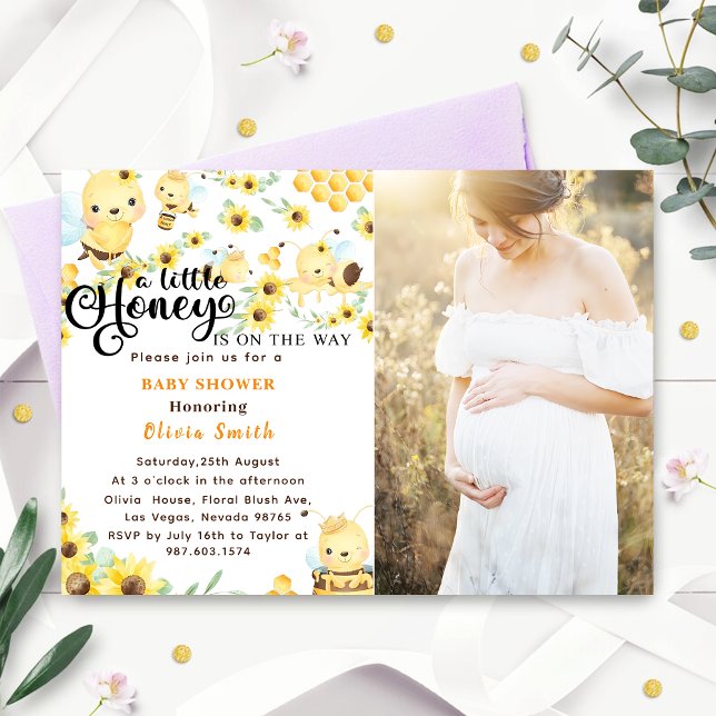 A Little Honey is On The Way Bee Baby Shower Photo Invitation (Creator Uploaded)