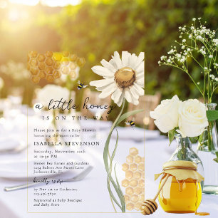A Little Honey Is On The Way Bee Baby Shower Theme Acrylic Invitations