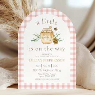 A Little Honey Is On The Way Bee Pink Baby Shower Invitation