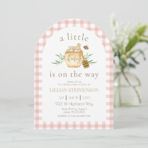 A Little Honey Is On The Way Bee Pink Baby Shower Invitation