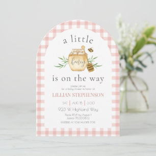 A Little Honey Is On The Way Bee Pink Baby Shower Invitation