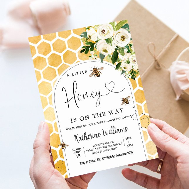 A Little Honey Is On The Way Bee Theme Baby Shower Invitation (Creator Uploaded)