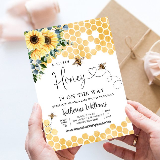A Little Honey Is On The Way Bee Theme Baby Shower Invitation (Creator Uploaded)