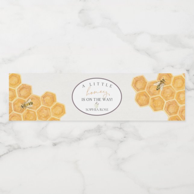 a little honey is on the way honey bee baby shower water bottle label (Single Label)