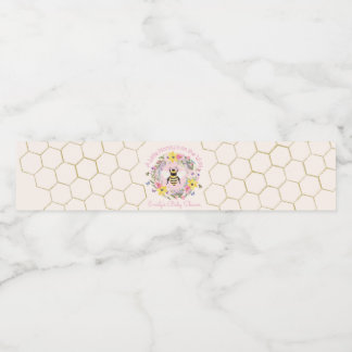 A Little Honey Is On the Way Pink Baby Shower Water Bottle Label