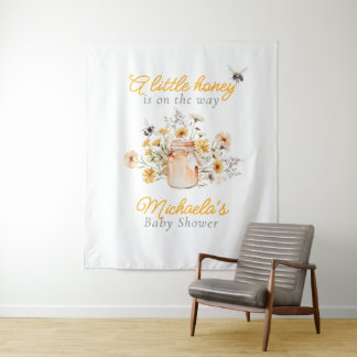 A Little Honey On The Way Watercolor Baby Shower Tapestry