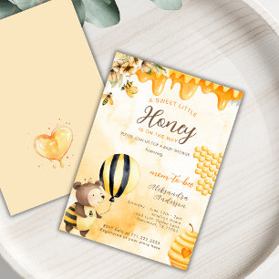 A Little Honey On Way Bee Bear Floral Baby Shower  Invitation