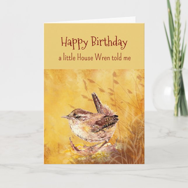A Little House Wren Personality Birthday Fun Bird Card (Front)
