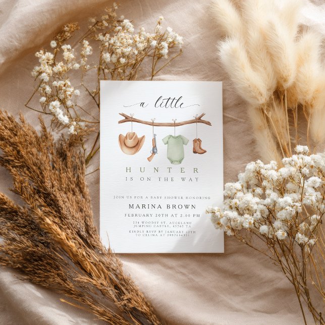 A little hunter is on the way baby shower  invitation (a little hunter is on the way invitation)