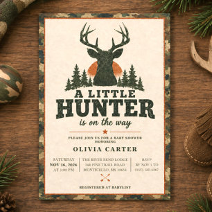 A Little Hunter is on the Way Camo Baby Shower Invitation
