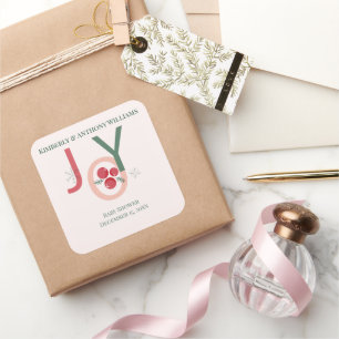 A Little Joy Is on the Way — Christmas Baby Shower Square Sticker