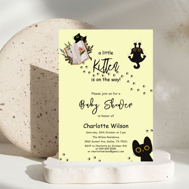 A Little Kitten Is On The Way Cute Cat Baby Shower Invitation (Creator Uploaded)