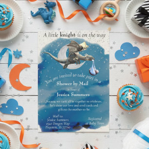 A Little Knight Dragon Baby Shower By Mail Silver  Invitation
