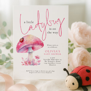 A Little Lady Bug Toadstool Baby Shower Invitation