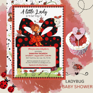 A Little Lady is on Her Way Polka Dot Invitation