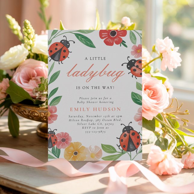 A Little Ladybug Is On The Way Baby Shower Invitation (Creator Uploaded)