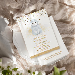A Little Lamb Is On Its Way Religious Baby Shower Invitation