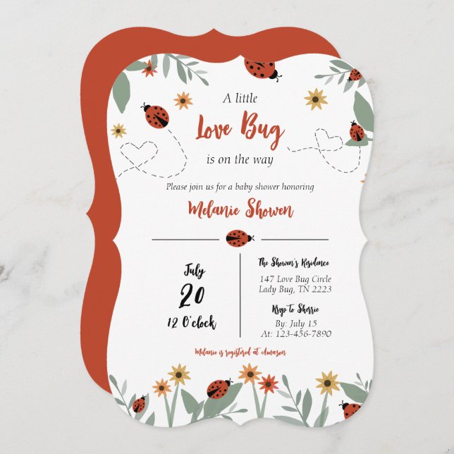 A Little Love Bug Baby Shower Invitation (Front/Back)