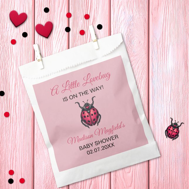 A Little Love Bug Is On The Way Ladybug Favour Bag (Creator Uploaded)