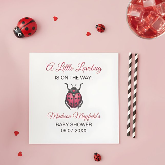 A Little Love Bug Is On The Way Ladybug Napkin (Creator Uploaded)