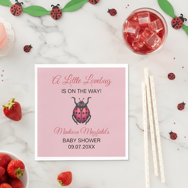 A Little Love Bug Is On The Way Ladybug Napkin (Creator Uploaded)