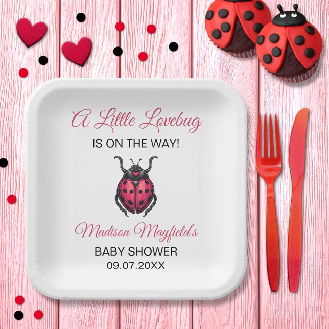 A Little Love Bug Is On The Way Ladybug Paper Plate (Creator Uploaded)
