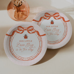 A Little Love Bug On The Way Pink Baby Shower Paper Plate