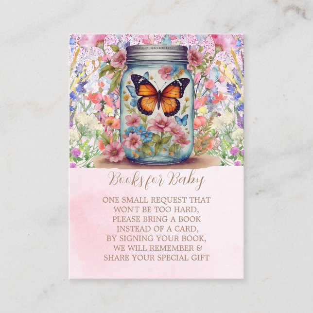 A little love in a jar butterfly baby shower enclosure card (Front)