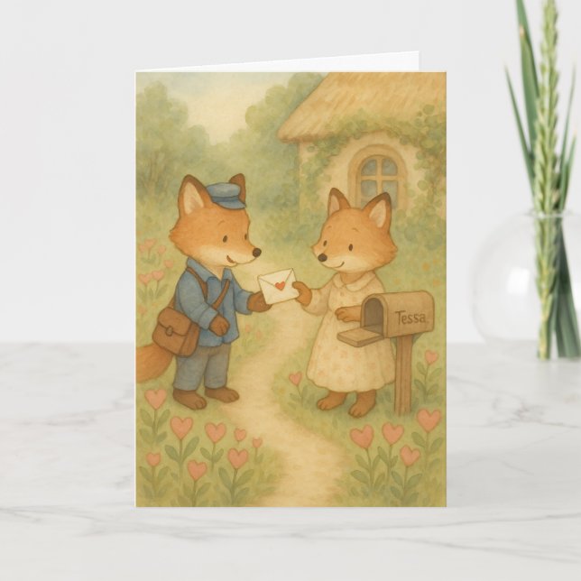 A Little Love Letter – Fox Mail Valentine Card (Front)