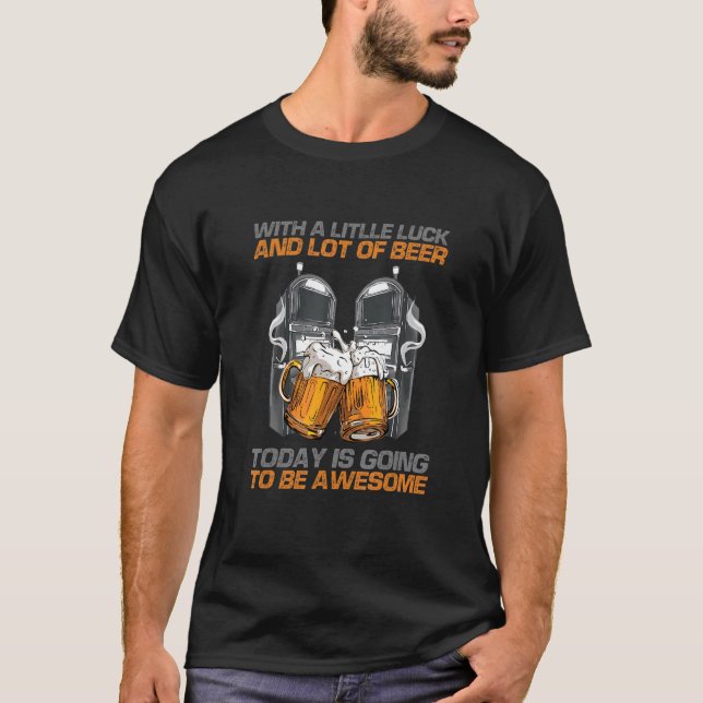 A Little Luck And Lot Of Beer Funny Casino Slot Ma T-Shirt (Front)