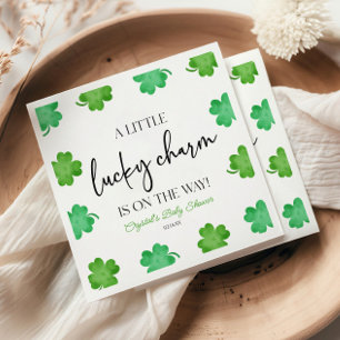A Little Lucky Charm Green Clover Baby Shower Napkin